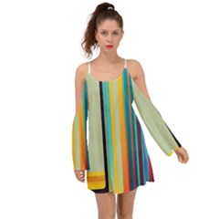 Colorful Rainbow Striped Pattern Stripes Background Boho Dress