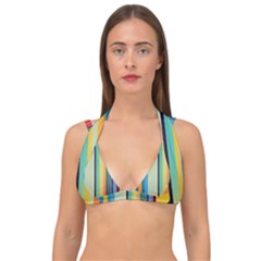 Colorful Rainbow Striped Pattern Stripes Background Double Strap Halter Bikini Top
