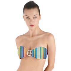 Colorful Rainbow Striped Pattern Stripes Background Twist Bandeau Bikini Top