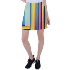 Colorful Rainbow Striped Pattern Stripes Background Tennis Skirt