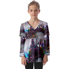 Abstract Art Psychedelic Art Experimental Kids  V Neck Casual Top