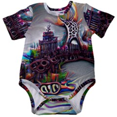 Abstract Art Psychedelic Art Experimental Baby Short Sleeve Bodysuit by Uceng