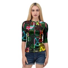 Abstract Color Texture Creative Quarter Sleeve Raglan Tee