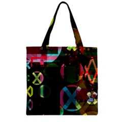 Abstract Color Texture Creative Zipper Grocery Tote Bag by Uceng