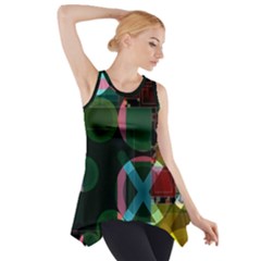 Abstract Color Texture Creative Side Drop Tank Tunic