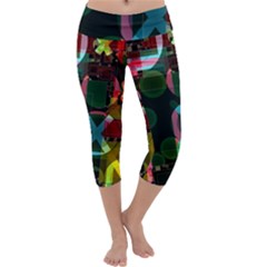 Abstract Color Texture Creative Capri Yoga Leggings