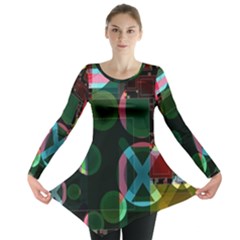 Abstract Color Texture Creative Long Sleeve Tunic 