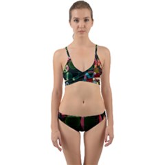 Abstract Color Texture Creative Wrap Around Bikini Set