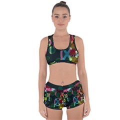 Abstract Color Texture Creative Racerback Boyleg Bikini Set