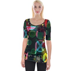 Abstract Color Texture Creative Wide Neckline Tee