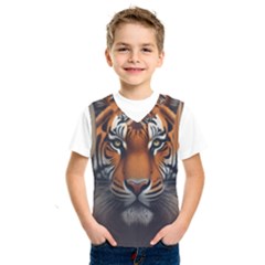 Tiger Animal Feline Predator Portrait Carnivorous Kids  Basketball Tank Top by Uceng