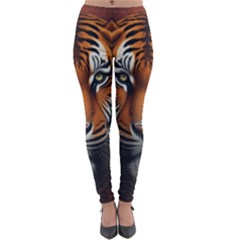 Tiger Animal Feline Predator Portrait Carnivorous Lightweight Velour Leggings by Uceng