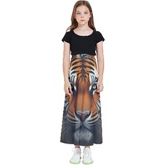 Tiger Animal Feline Predator Portrait Carnivorous Kids  Flared Maxi Skirt