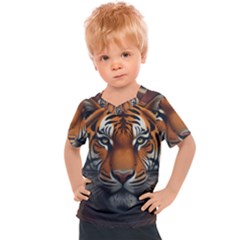 Tiger Animal Feline Predator Portrait Carnivorous Kids  Sports Tee