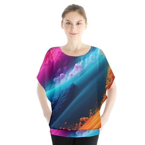 Abstract Art Artwork Batwing Chiffon Blouse by Uceng