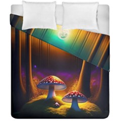 Ai Generated Mushrooms Wallpaper Duvet Cover Double Side (california King Size) by Uceng