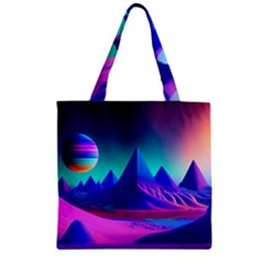 Fantasy Universe Art Wallpaper Artwork Zipper Grocery Tote Bag by Uceng