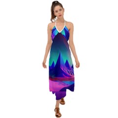 Fantasy Universe Art Wallpaper Artwork Halter Tie Back Dress  by Uceng