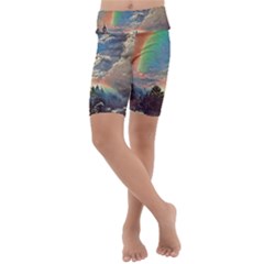 Abstract Art Psychedelic Arts Experimental Kids  Lightweight Velour Cropped Yoga Leggings by Uceng