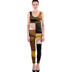 Abstract Experimental Geometric Shape Pattern One Piece Catsuit by Uceng