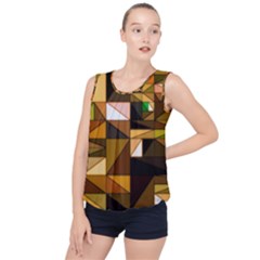 Abstract Experimental Geometric Shape Pattern Bubble Hem Chiffon Tank Top by Uceng