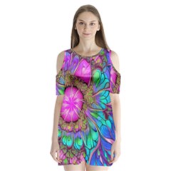 Abstract Art Psychedelic Experimental Shoulder Cutout Velvet One Piece by Uceng