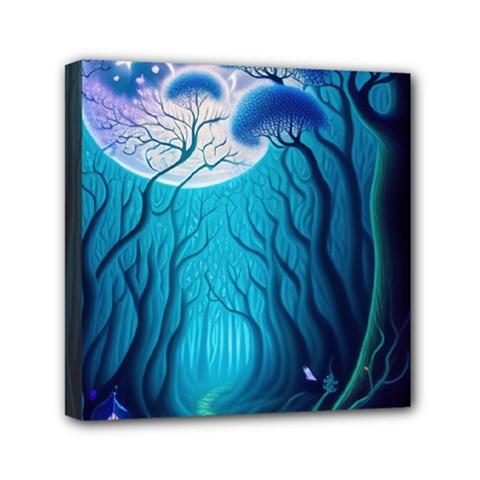 Blue Forrest Jungle,tree Trees Nature Landscape Mini Canvas 6  X 6  (stretched) by Uceng