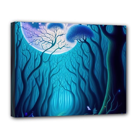 Blue Forrest Jungle,tree Trees Nature Landscape Canvas 14  X 11  (stretched) by Uceng