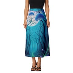 Blue Forrest Jungle,tree Trees Nature Landscape Classic Midi Chiffon Skirt by Uceng