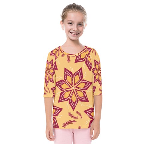 Flower Mandala Template Sketch Drawing Art Kids  Quarter Sleeve Raglan Tee by Uceng