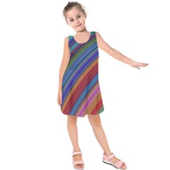 Multicolored Stripe Curve Striped Background Kids  Sleeveless Dress by Uceng