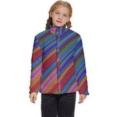 Multicolored Stripe Curve Striped Background Kids  Puffer Bubble Jacket Coat by Uceng