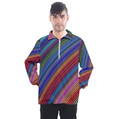 Multicolored Stripe Curve Striped Background Men s Half Zip Pullover by Uceng