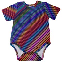 Multicolored Stripe Curve Striped Background Baby Short Sleeve Bodysuit by Uceng