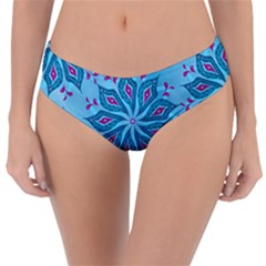 Flower Template Mandala Nature Blue Sketch Drawing Reversible Classic Bikini Bottoms by Uceng