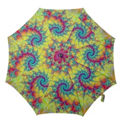 Fractal Spiral Abstract Background Vortex Yellow Hook Handle Umbrellas (medium) by Uceng