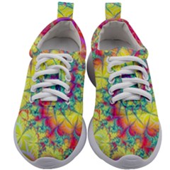 Fractal Spiral Abstract Background Vortex Yellow Kids Athletic Shoes by Uceng