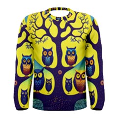 Owl Animal Cartoon Drawing Tree Nature Landscape Men s Long Sleeve Tee by Uceng