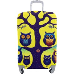 Owl Animal Cartoon Drawing Tree Nature Landscape Luggage Cover (large)