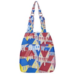 City Houses Cute Drawing Landscape Village Center Zip Backpack by Uceng