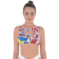 City Houses Cute Drawing Landscape Village Bandaged Up Bikini Top