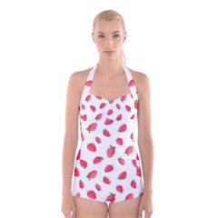 Strawberry Boyleg Halter Swimsuit  by SychEva