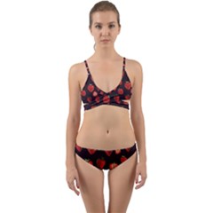 Watercolor Strawberry Wrap Around Bikini Set by SychEva