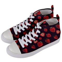 Watercolor Strawberry Women s Mid-top Canvas Sneakers by SychEva