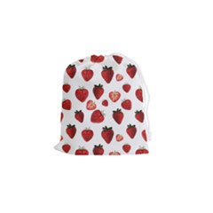 Strawberry Watercolor Drawstring Pouch (small) by SychEva