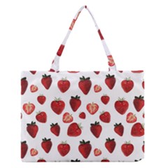 Strawberry Watercolor Zipper Medium Tote Bag by SychEva