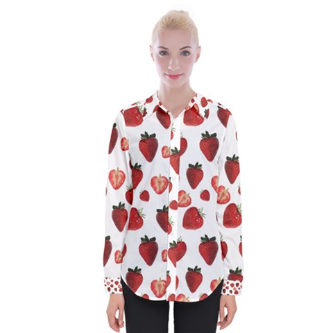 Strawberry Watercolor Womens Long Sleeve Shirt by SychEva