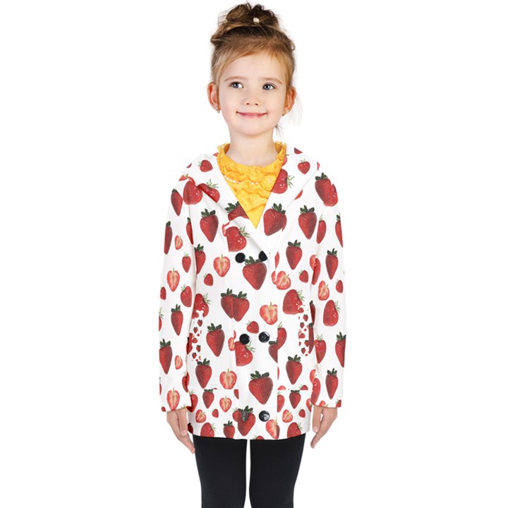 Strawberry Watercolor Kids  Double Breasted Button Coat