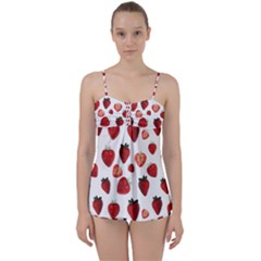 Strawberry Watercolor Babydoll Tankini Set by SychEva