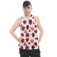 Strawberry Watercolor Men s Sleeveless Hoodie by SychEva